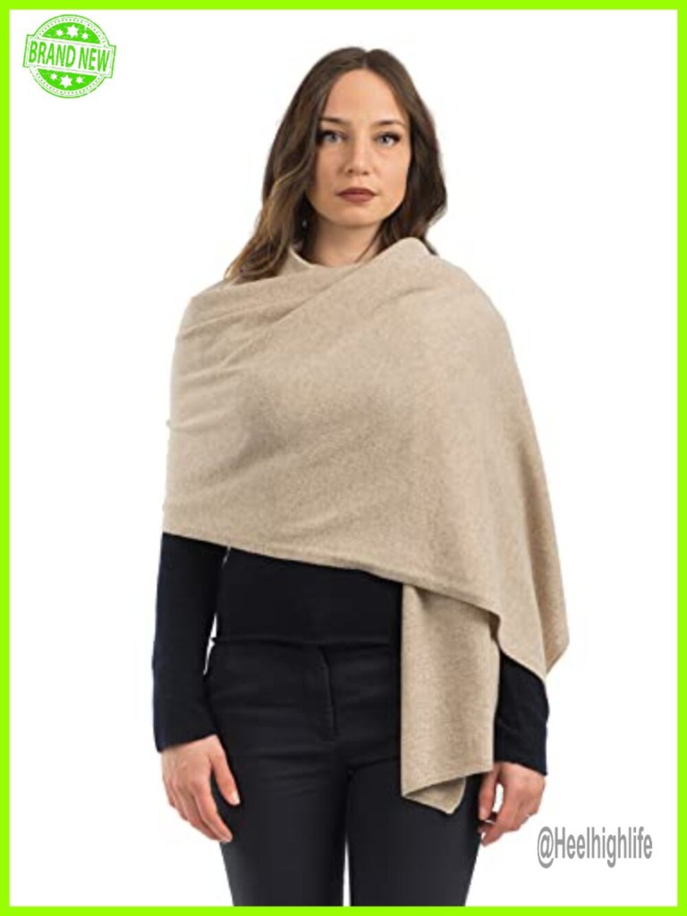 Wool Cashmere Blend Stole Wrap Shawl Made in Italy 24x73